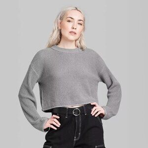 Women's Crewneck Boxy Pullover Sweater - Wild Fable Light Gray XXS